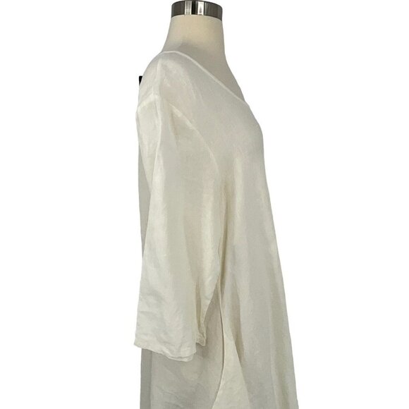 NWT Bryn Walker M Light Linen Naida Tunic Dress White 3/4 Sleeve Asymmetric - Picture 9 of 12